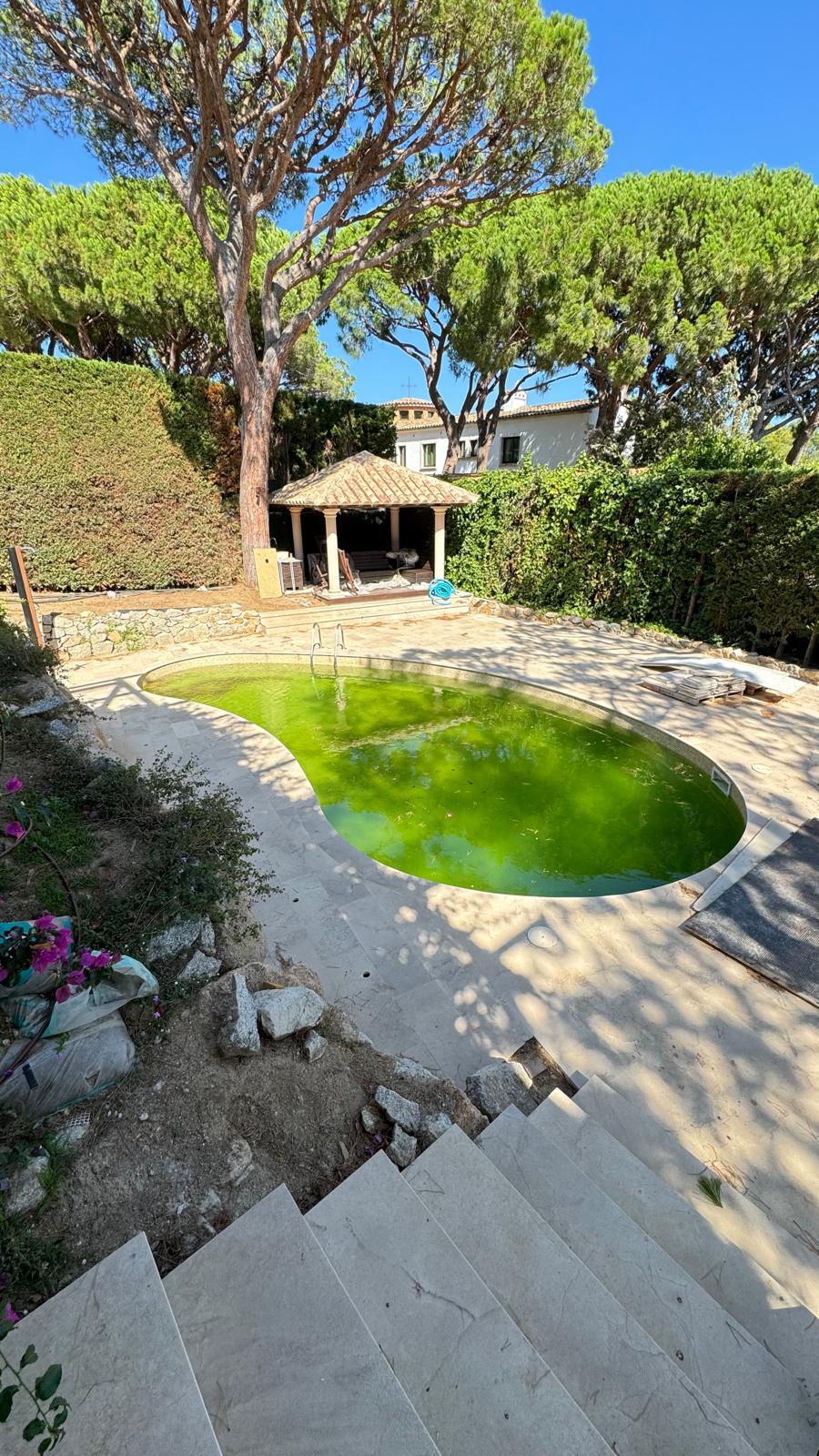 Piscina antes del tratamiento del agua